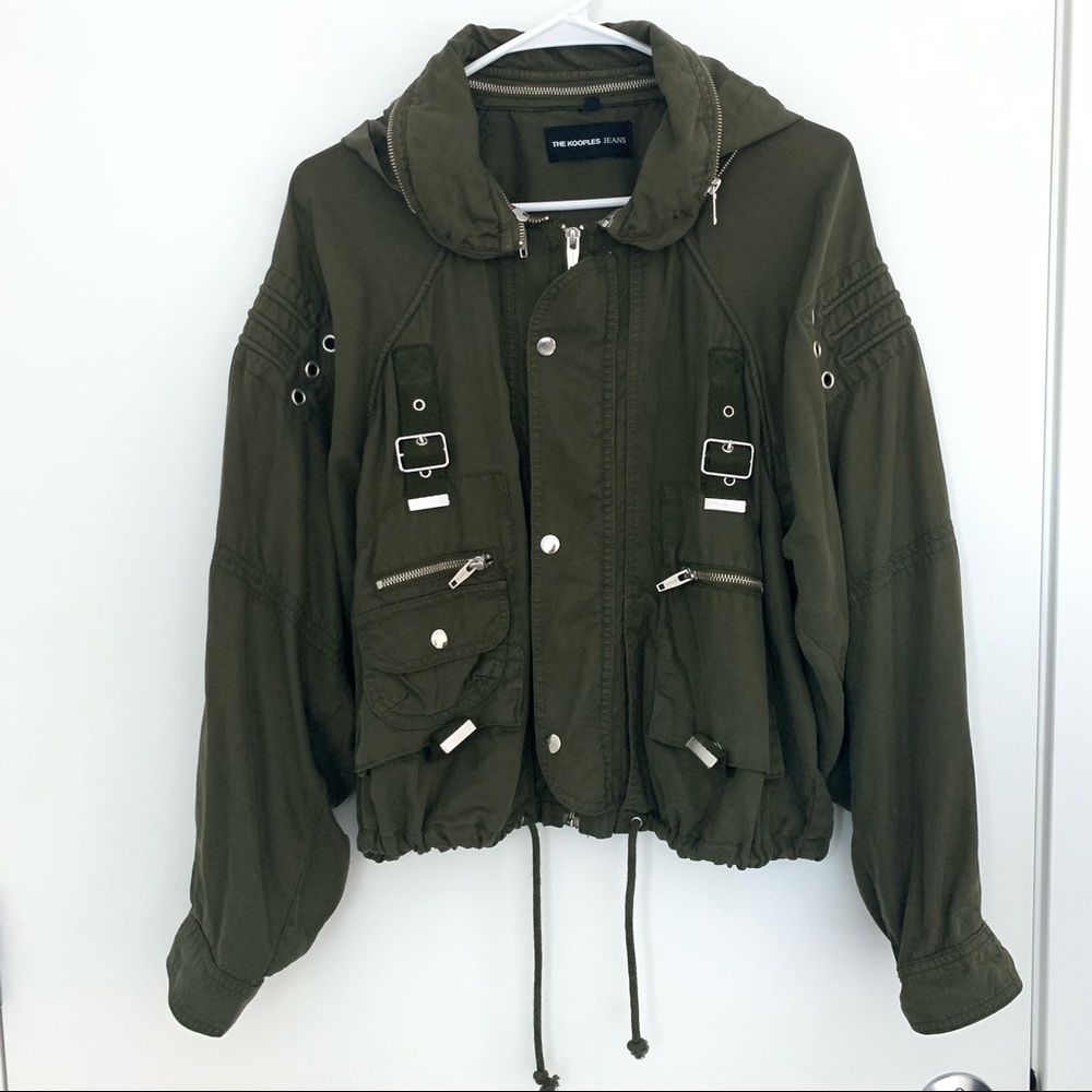 New The Kooples Jeans Army Green Utility Jacket